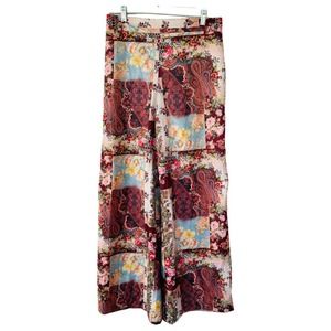 Boston Proper Multicolor Floral Paisley Wide-Leg Pants